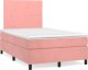 vidaXL Łóżko kontynentalne z materacem i LED, różowe, 120x190 cm 1