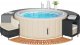 Jacuzzi ogrodowe vidaXL Obudowa do basenu/spa, czarny polirattan i lite drewno akacjowe 1