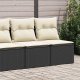 vidaXL 4-cz. sofa ogrodowa z poduszkami, czarny rattan PE i akacja 1