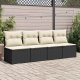 vidaXL 4-cz. sofa ogrodowa z poduszkami, czarny rattan PE i akacja 2