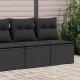 vidaXL 4-cz. sofa ogrodowa z poduszkami, czarny rattan PE i akacja 1