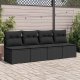 vidaXL 4-cz. sofa ogrodowa z poduszkami, czarny rattan PE i akacja 2