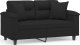 vidaXL 2-osobowa sofa z poduszkami, czarna, 120 cm, mikrofibra 2