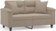 vidaXL 2-osobowa sofa z poduszkami, kolor taupe, 120 cm, mikrofibra 2