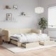 vidaXL vidaXL Sofa rozsuwana z szufladami, kremowa, 90x200 cm, tkanina 1