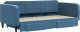 vidaXL vidaXL Sofa rozsuwana z szufladami, niebieska, 100x200 cm, aksamit 3