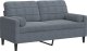vidaXL vidaXL 2-osobowa sofa z poduszkami, ciemnoszara, 140 cm, aksamit 2