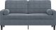 vidaXL vidaXL 2-osobowa sofa z poduszkami, ciemnoszara, 140 cm, aksamit 3