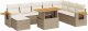 vidaXL vidaXL 7-cz. zestaw mebli z poduszkami, beżowy, polirattan i akacja 2