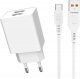 Ładowarka Vega ŁADOWARKA SIECIOWA 2.1A 10W  BIAŁA DENMEN 2100mA 2xUSB DC02 + KABEL TYP-C WHITE> 5