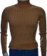 Leccos Sweter z golfem golf męski bawełniany dopasowany w prążek brązowy XL 1