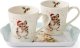 Royal Worcester Świąteczne Myszki i Ser Kubki Porcelanowe & Tacka 3 szt. 2