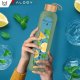 Alogy Butelka szklana duża bidon na napoje do picia Alogy Miarka motywacyjna 1l 1000ml etui silikonowe Oliwkowa 5