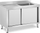 Royal Catering Zlew basen gastronomiczny jednokomorowy z szafką z drzwiami przesuwnymi prawy 120 x 60 x 95 cm 1