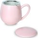Cup&You Kubek z zaparzaczem i pokrywką różowy matowy - zestaw do przygotowania herbaty, perfekcyjny podarunek prezent dla mamy, taty, babci, dziadka 1
