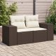 vidaXL Sofa ogrodowa z poduszkami, 2-osobowa, brązowa, polirattan 1