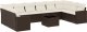 vidaXL 11-cz. zestaw mebli ogrodowych z poduszkami, brązowy, rattan PE 2