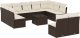 vidaXL 12-cz. zestaw mebli do ogrodu, z poduszkami brązowe polirattan 2