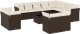 vidaXL 13-cz. zestaw mebli ogrodowych z poduszkami, brązowy polirattan 2