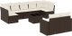 vidaXL 10-cz. zestaw mebli ogrodowych z poduszkami, brązowy polirattan 2