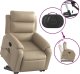 vidaXL Podnoszony fotel masujący, rozkładany, cappuccino, ekoskóra 5