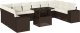 vidaXL vidaXL 11-cz. zestaw mebli ogrodowych z poduszkami, brązowy, rattan PE 2