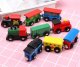 LeanToys Zestaw Drewniane Pociągi Lokomotywy Na Magnes 12 Szt 2