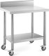 Royal Catering Stół blat roboczy przyścienny z rantem na kółkach 2 poziomy 60 x 80 cm STAL Stół blat roboczy przyścienny z rantem na kółkach 2 poziomy 60 x 80 cm STAL 1