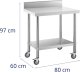 Royal Catering Stół blat roboczy przyścienny z rantem na kółkach 2 poziomy 60 x 80 cm STAL Stół blat roboczy przyścienny z rantem na kółkach 2 poziomy 60 x 80 cm STAL 5