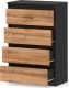 Stiv-Meble KOMODA Z SZUFLADAMI CZARNA DĄB WOTAN 60CM POJEMNA SZAFKA RTV 4SZUFLADY LOFT 1