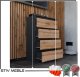 Stiv-Meble KOMODA Z SZUFLADAMI CZARNA DĄB WOTAN 60CM POJEMNA SZAFKA RTV 4SZUFLADY LOFT 7