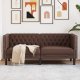 vidaXL Sofa Chesterfield, 2-os., brązowa, tapicerowana sztuczną skórą 1