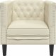vidaXL vidaXL Fotel Chesterfield, kremowy, tapicerowany sztuczną skórą 4