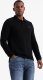 Ombre Strukturalny męski longsleeve polo z naszywką  czarny V1 OM-POLS-0131 M 4