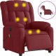 vidaXL Rozkładany fotel masujący, elektryczny, winna czerwień, tkanina 2