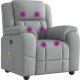 vidaXL vidaXL Rozkładany fotel masujący, jasnoszary, obity tkaniną 6