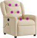vidaXL vidaXL Rozkładany fotel masujący, kremowy, obity tkaniną 6