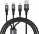 Kabel USB Dudao USB-A - USB-C + microUSB + Lightning 1.2 m Czarny (6976625333486) 1