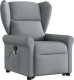 vidaXL Podnoszony fotel masujący, rozkładany, jasnoszary, tkanina 3