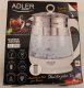 SALE OUT. Adler AD 1299 Kettle with Temperature Control and Tea Infuser, Electric, Power 2200W, Capacity 1.5 L, White | Adler | Kettle | AD 1299 | Electric | 2200 W | 1.5 L | Glass/Stainless steel | 360 rotational base | White | DAMAGED PACKAGING one size 1