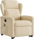 vidaXL Podnoszony fotel masujący, rozkładany, kremowy, obity tkaniną 4