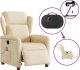 vidaXL Rozkładany fotel masujący, elektryczny, kremowy, tkanina 8