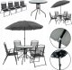 Zestaw mebli ogrodowych balkon taras CHILE stół parasol 4os. czarny 1
