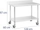 Stół blat roboczy przyścienny z rantem na kółkach 1 półka 120 x 60 cm do 158 kg 5