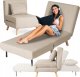 Fotel Rozkładany Do Spania Leżak Łóżko Sofa Jednoosobowa Beżowy MARRY 1