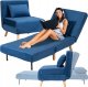 Fotel Rozkładany Do Spania Leżak Łóżko Sofa Jednoosobowa Granatowy MARRY 1