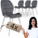 SpringosZestaw 6x Krzesło Tapicerowane Welur Do Jadalni Salonu Szare Białe LUCKY 1