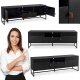 Szafka RTV 160 Czarna Loft z Lamelami GARDA Dwudrzwiowa Ryflowana Do Salonu 1