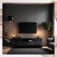 Szafka RTV 160 Czarna Loft z Lamelami GARDA Dwudrzwiowa Ryflowana Do Salonu 1