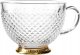 Glass cup Homla BARREL with patterns and a golden base, 360 ml 9